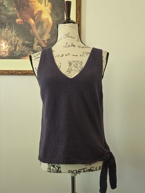 Splendid Dark Gray V-Neck Knit Tank with Side Tie